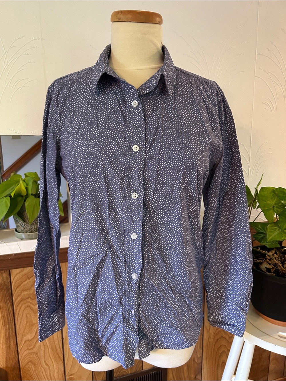 Wildfang Blue Polka Dot Button-Down Shirt